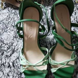 green wedge sandal